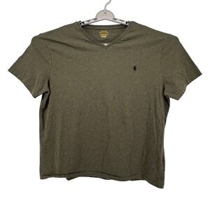 Polo Ralph Lauren T-Shirt Mens XL Green V-Neck Short Sleeve Pony Logo Heathered